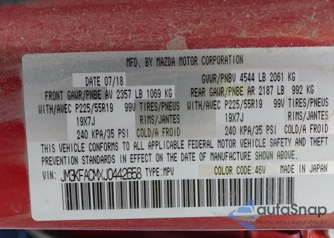 2018 Mazda Cx-5 Touring from USA, damaged, VIN JM3KFACMXJ0442658